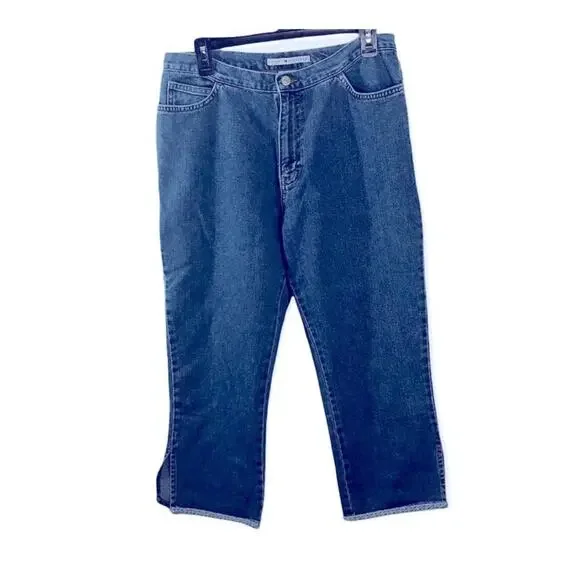 Tommy Hilfiger Vintage High-Waist Capri Mom Jeans Size 10 – Split Seam Retro - Picture 16 of 16